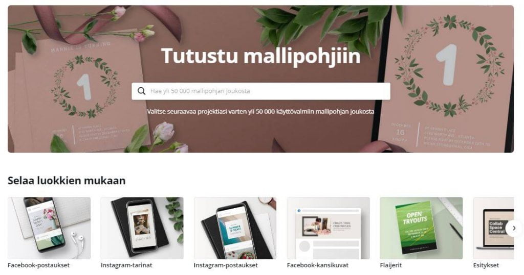 Canva.com työkalu markkinointimateriaalien tekemiseen
