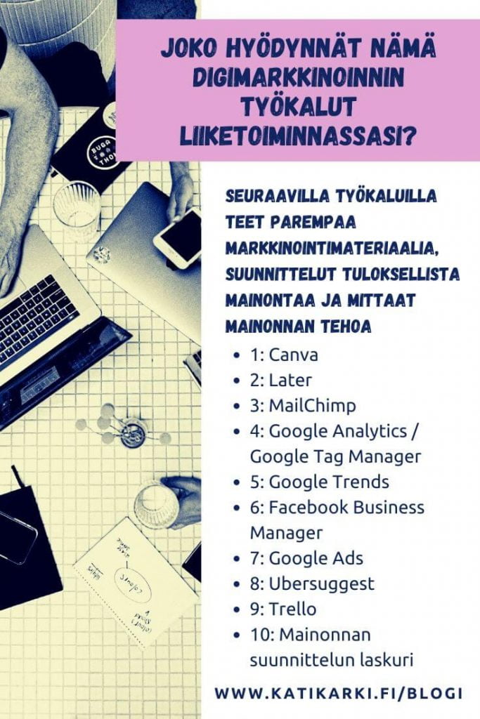 Joko hyödynnät nämä digimarkkinoinnin työkalut liiketoiminnassasi?